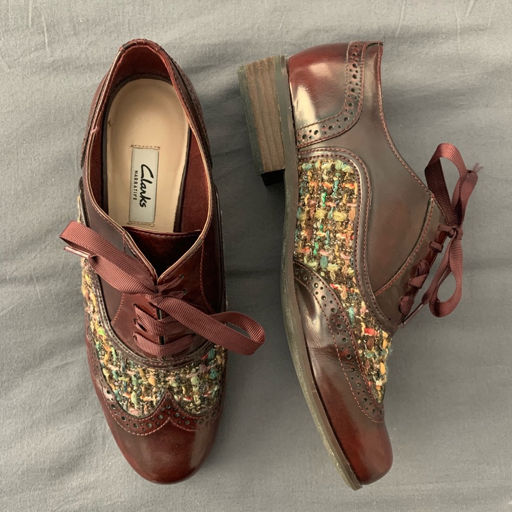 Clarks Narrative Burgundy Oxford Brogues